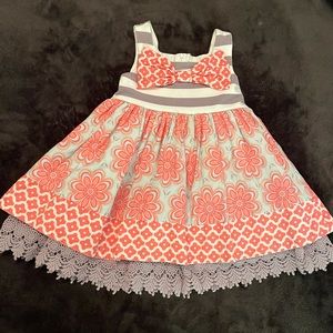 Counting Daisies Gray/Pink/Blue Floral Dress-Heavy weight cotton twirl dress-2T